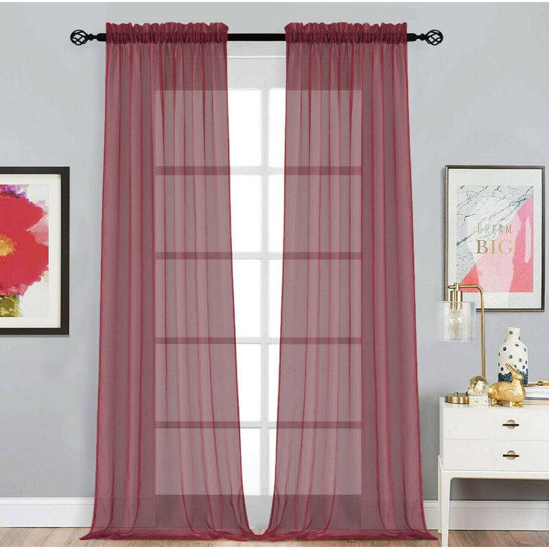 Rideaux transparents avec passe-tringle Dima, l 52 po x L 84 po, Bourgogne