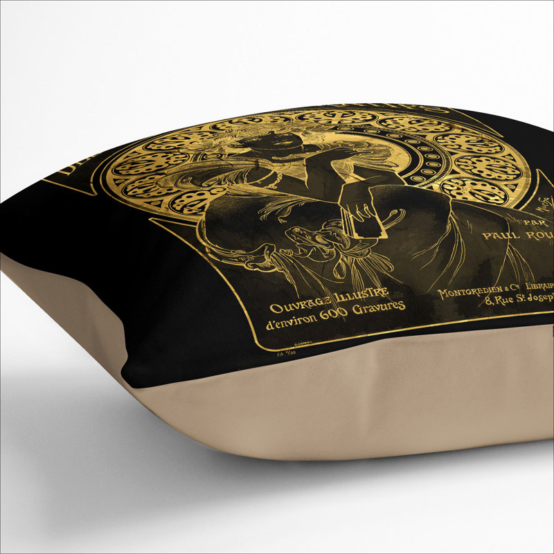 Decorative Gold Square Throw Cushion, Stone, 40cm H x 40cm W x 15cm D