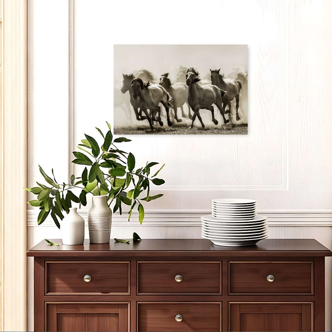 Galloping Wild Horses Contemporary Horse Nature Wildlife Wall Art Print
