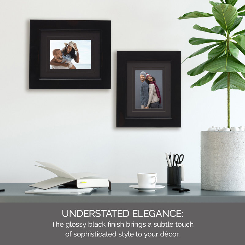 Mikasa Glossy Portrait Picture Frame, 5x7 Inch Photo, Black, Wood - MDF, 5x7