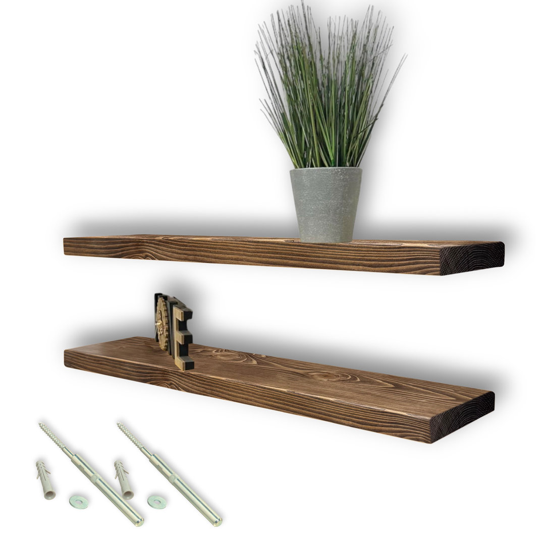 Set Of 2 Handcrafted Floating Wall Shelves With Invisible Brackets Perfect For Kitchen Decor And Storage