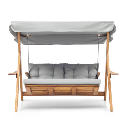 Baelynn 3 - Person Solid Wood Porch Swing
