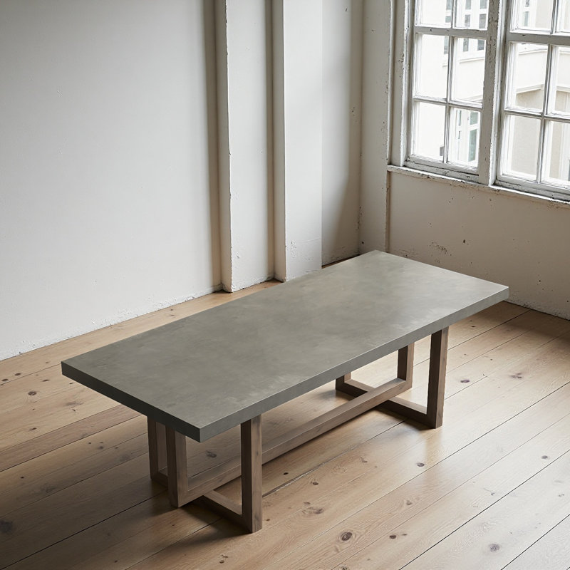Rectangular Solid Wood Dining Table in Cement Gray, 29.53" H x 70.87" L x 31.5" W