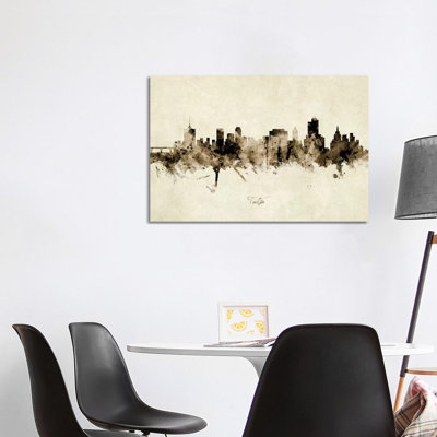 Tulsa Oklahoma Skyline by Michael Tompsett - Wrapped Canvas Painting