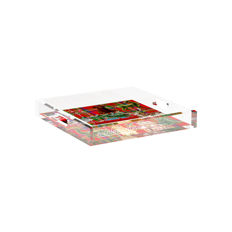 Plateau décoratif en acrylique Ultimate Christmas, À carreaux, 12"W x 12"D x 2"H