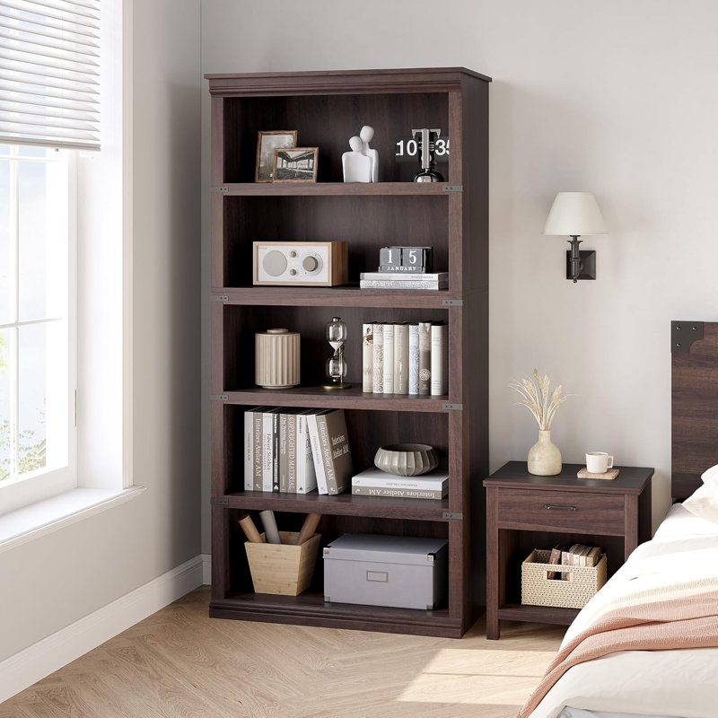 Farmhouse Book Shelf With Storage Open Display Bookshelves, 67.4" Tall Book Case Wooden Bookcase Home Decor Furniture For Home Office, Living Room, Bed Room