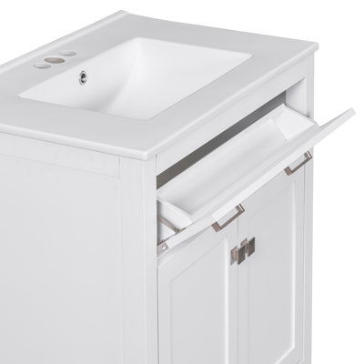 Ensemble de meuble-lavabo 60 po avec lavabos doubles (séparés), lavabos doubles en céramique, tablette réglable (aucun miroir inclus)