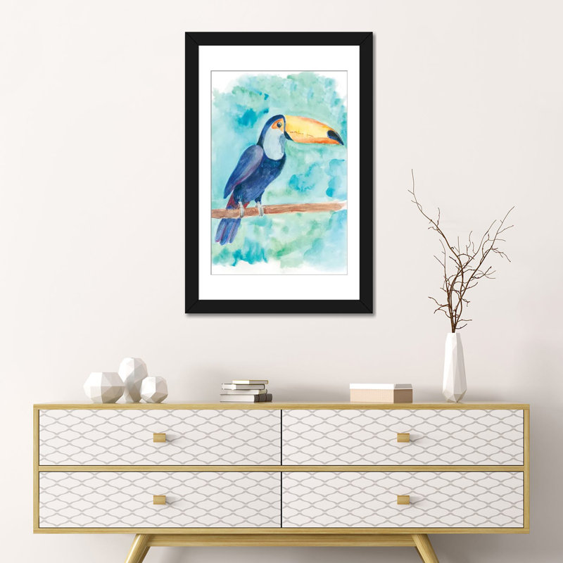 « doux oiseau », reproduction sur toile, H 24 po x l 16 po x P 1 po, Papier d'art encadré noir, Blanc