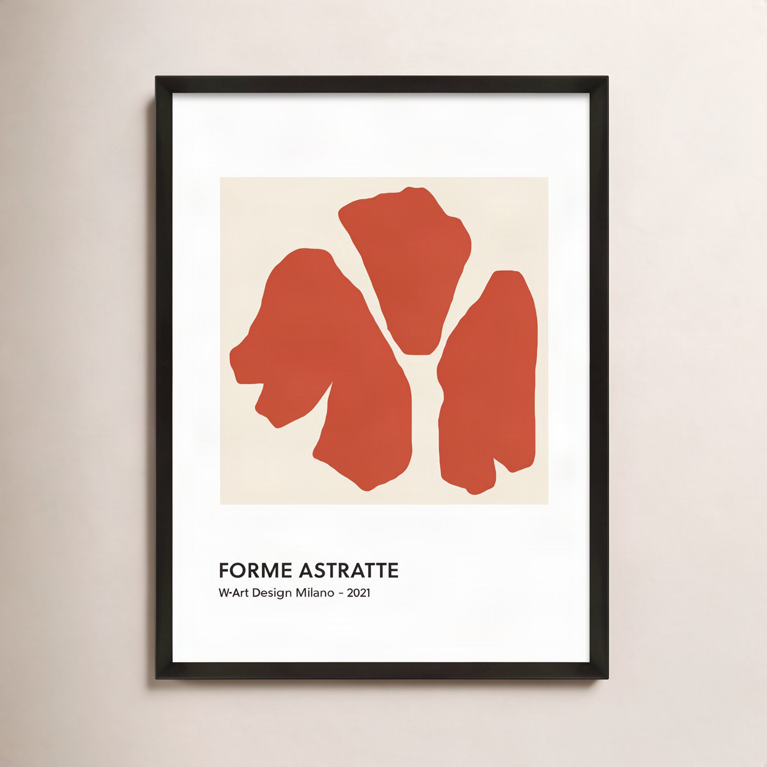 Desma "Forme Astratte Red" Print, 25" H x 17.5" W x 1.25" D, Black Framed Paper