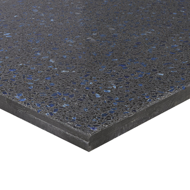 Veritas Terrazzo 16X16 Polished Terrazzo Tile, Blue/Gray