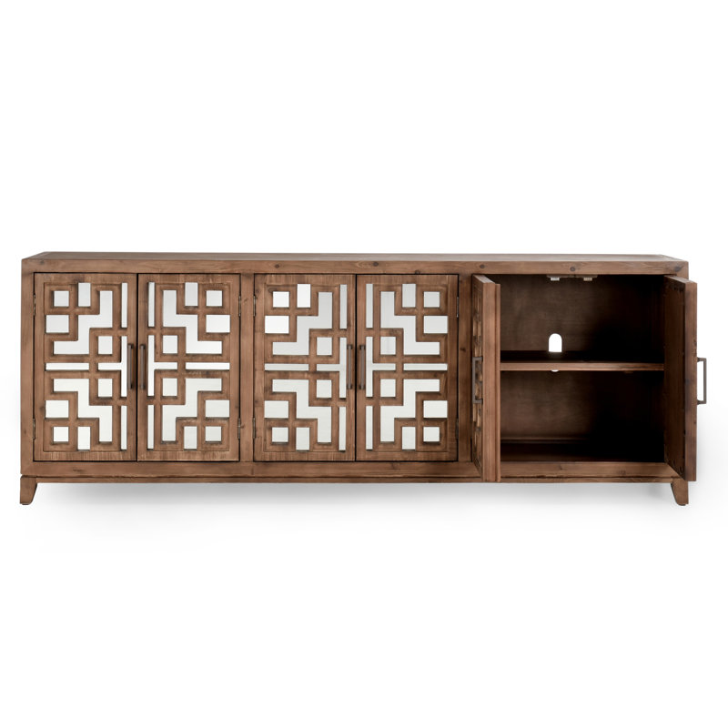Chestnut Brown Mirrored 6-Door Geometric Sideboard