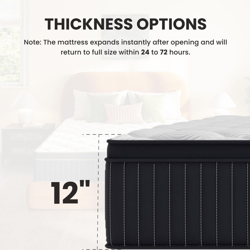 Matelas hybride en mousse viscoélastique imprégnée de gel de 12 po Perpetue dans une boîte certifiée CertiPUR-US et Oeko TEX