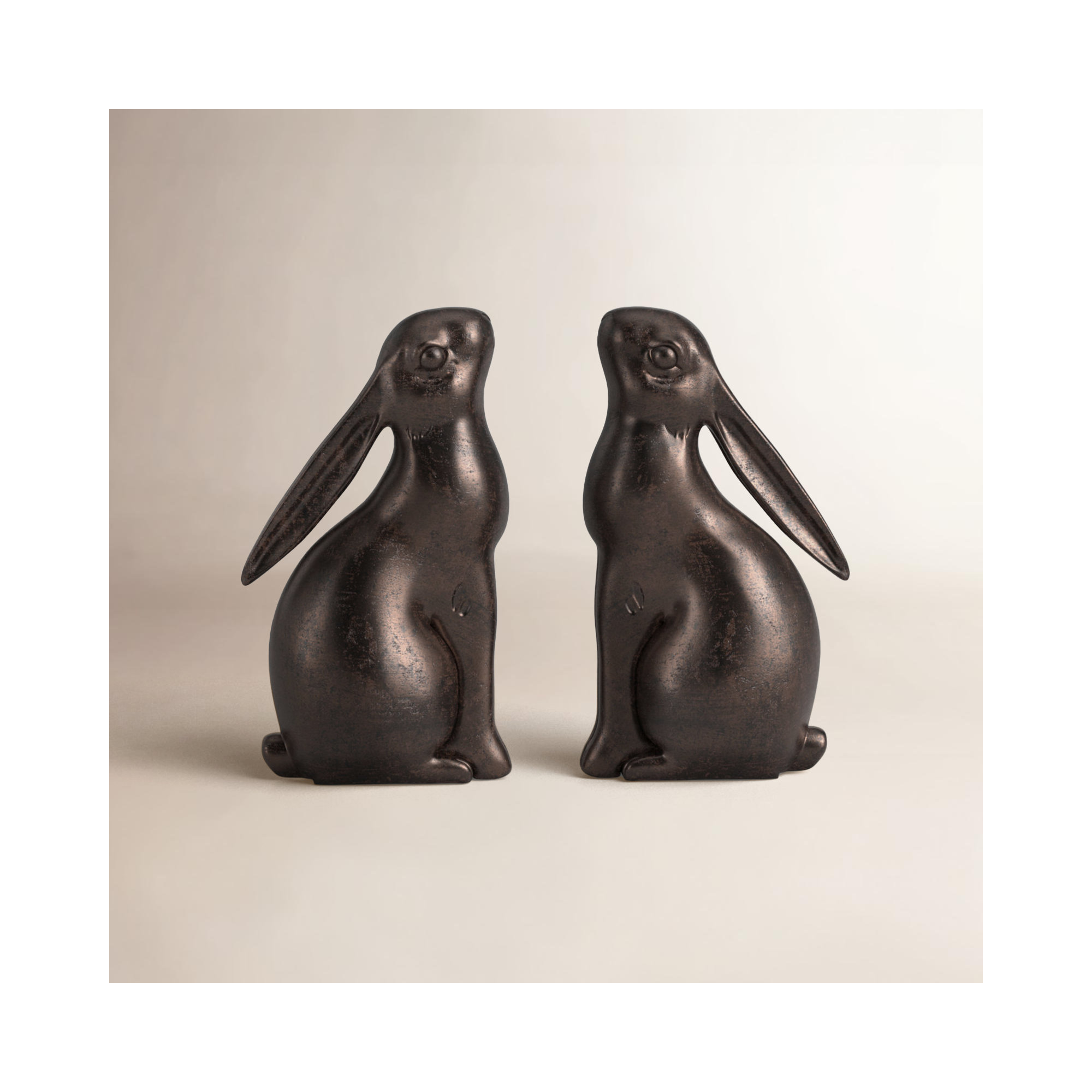 Resin Bunny Shaped Bookends, Brown
