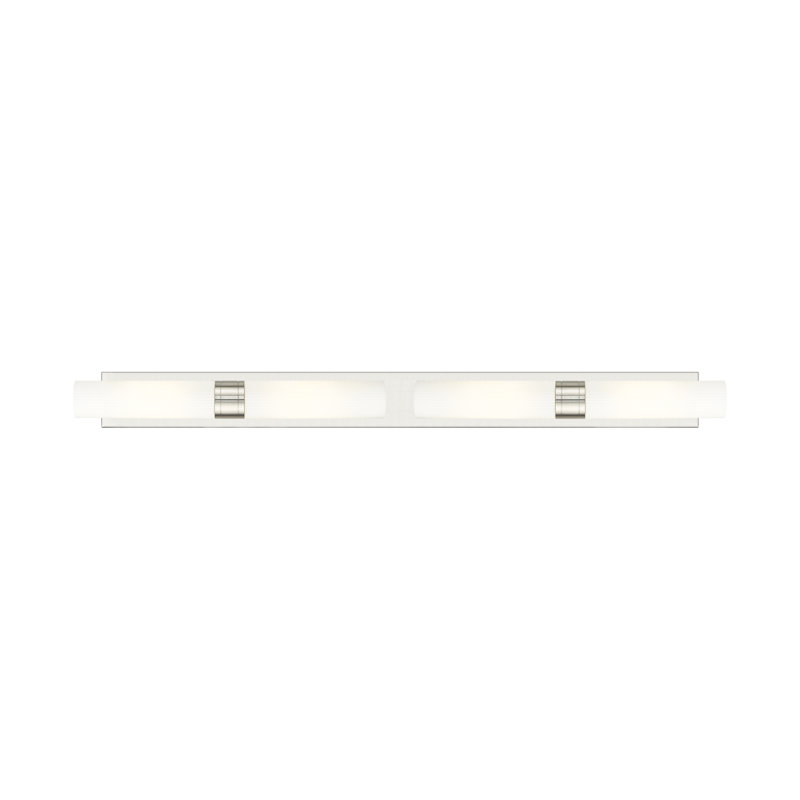 Éclairage pour meuble-lavabo 4 lumières 51 po Ballston - Maliyah - Finition laiton brossé - Abat-jour blanc rayé, Blanc rayé