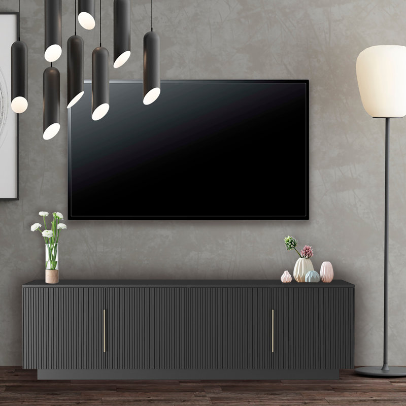 Meuble télé en bois avec 16 lumières DEL couleur pour centre de divertissement