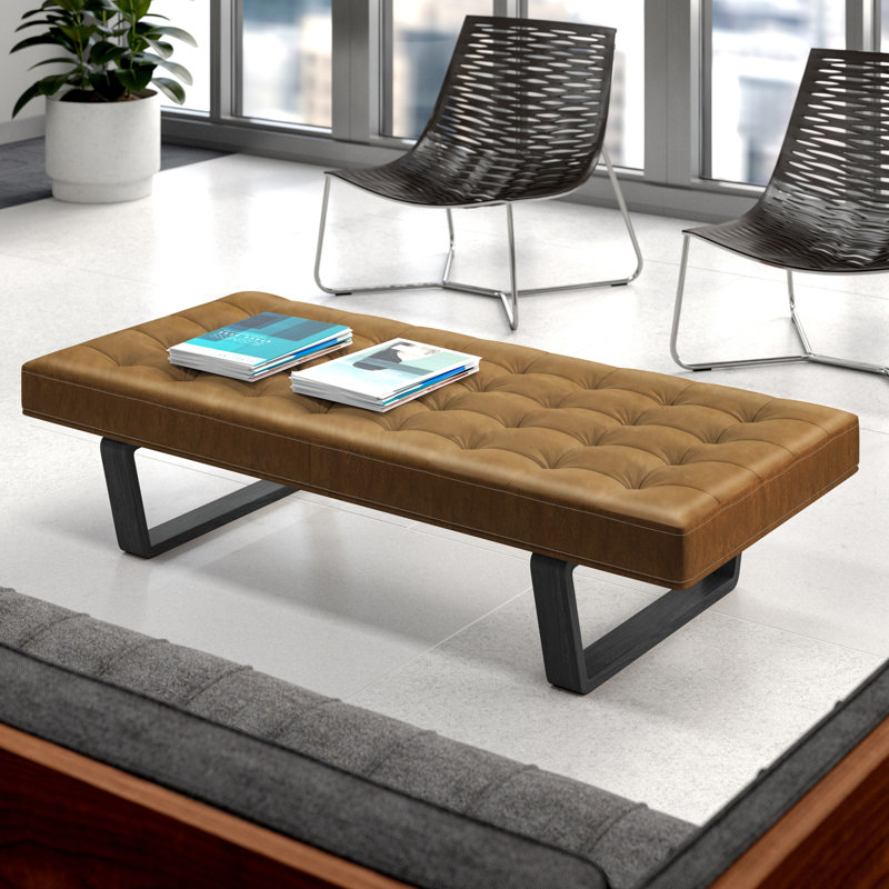 Banc en cuir véritable Cerro, Cuir caramel vieilli