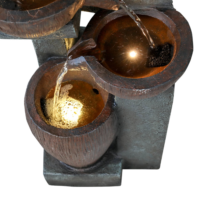 Daemien Weather Resistant Cascade Fountain with Light