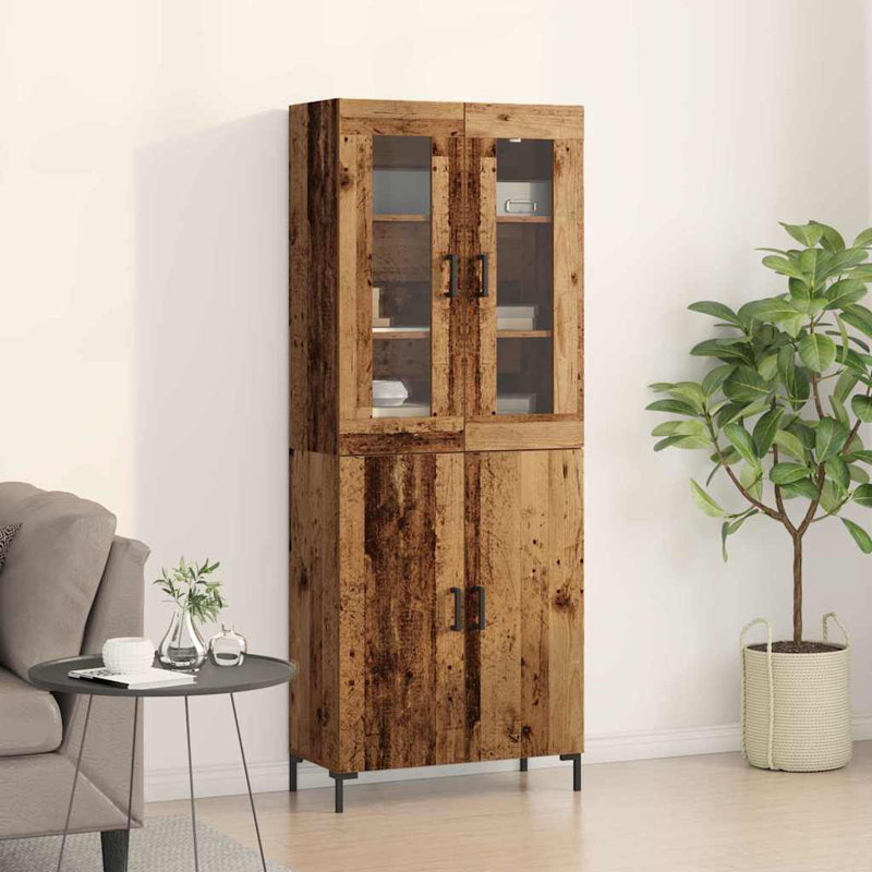Sideboard With Wall Cabinet Wood, Brown
