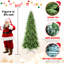 Arbre de Noël élancé de 7,5 pi avec 1396 pointes pe + mixtes, installation à charnières simple et rapide, support stable pour arbres d'entrée minces, appartements à structure rapide