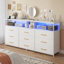 Meuble télé 55 po avec commode de rangement moderne, charge USB intégrée, éclairage DEL