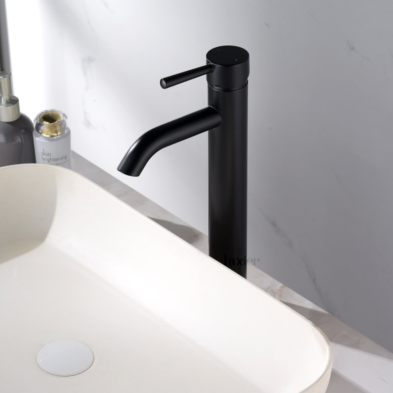 Vessel Sink Bathroom Faucet with Drain Assembly, Matte Black