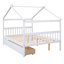 Lit double pleine grandeur en bois avec tiroirs, blanc