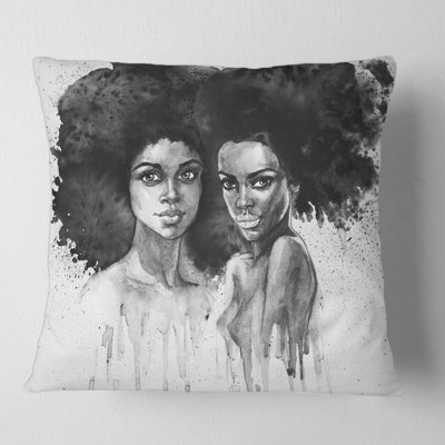 Portrait d'une femme afro-américaine, housse de coussin carré et insert