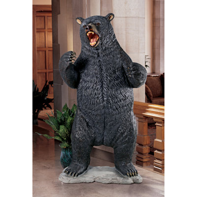 Growling Black Bear Life-Size Statue