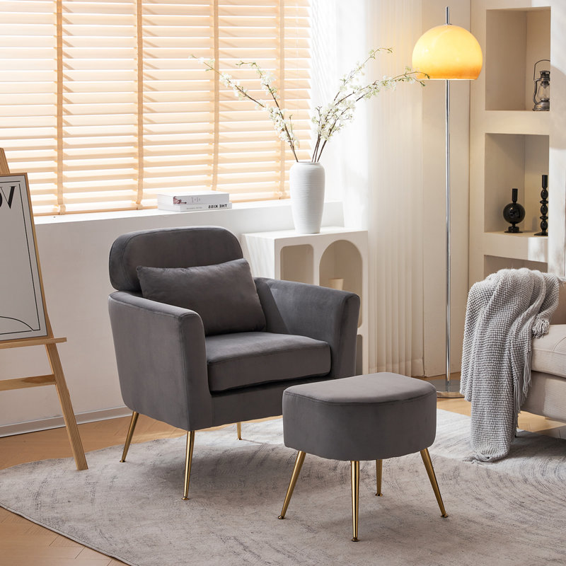 Fauteuil Mirnesa Upholstere, Velours gris foncé