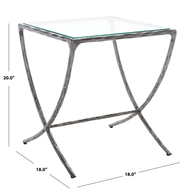 Glass End Table, Silver