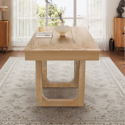 60"-78" Extendable Dining Table, Farmhouse Wooden Kitchen Table with Removable Leaf, Large Expanding Table for 4-8, Natural