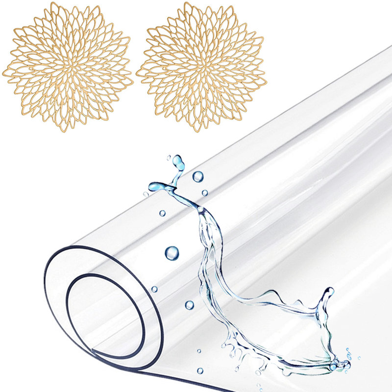Clear PVC Table Cloth Protector, 1.5Mm Thick Desk Mat For For Dining Room And Kitchen, 19.69" W x 39.37" L