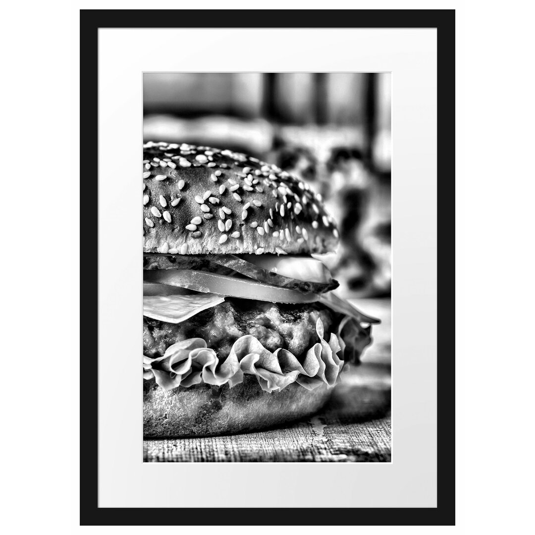 Gerahmtes Poster Burger Hamburger Fast