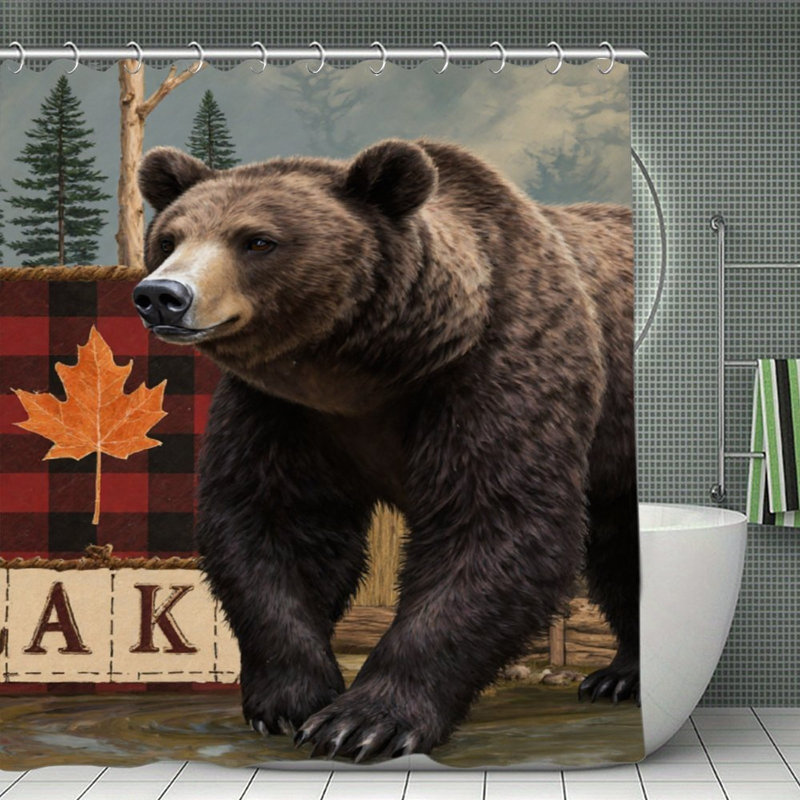 Rideaux de douche Rustic Bear & Plaid, 71 × 71
