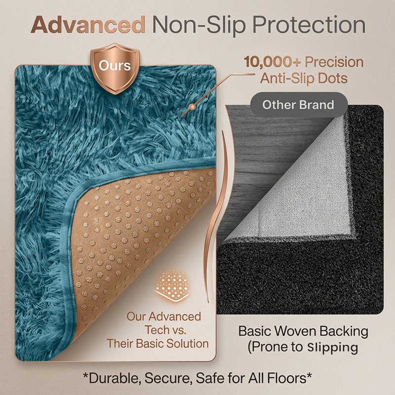 Solid Colour Machine Tufted Shag Area Rug, Rectangle 50 x 80 cm