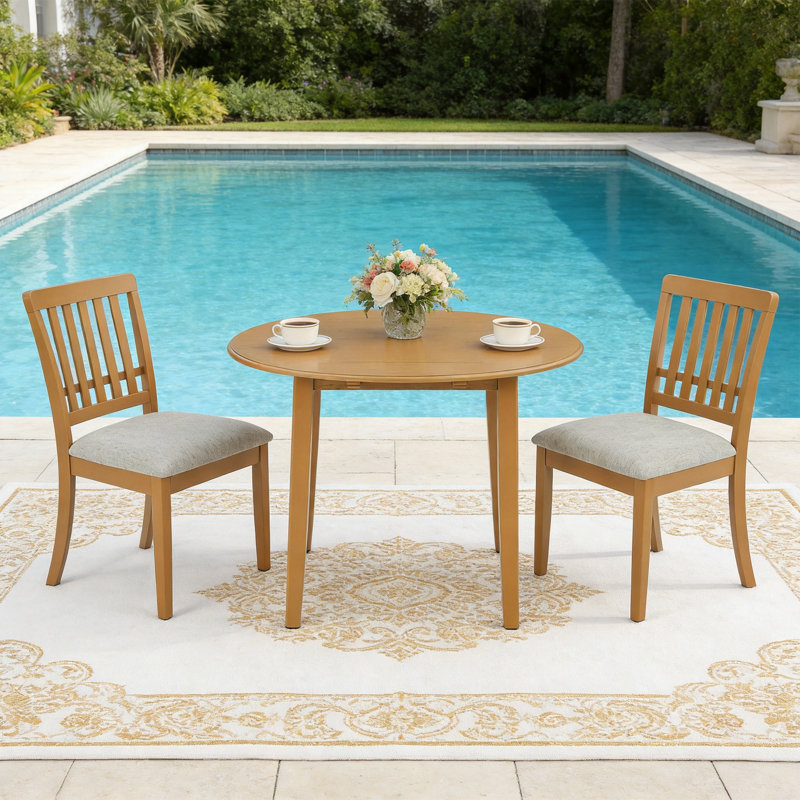 Ensemble de salle à manger 3 pièces pour 2 personnes, table pliante et 2 chaises rembourrées