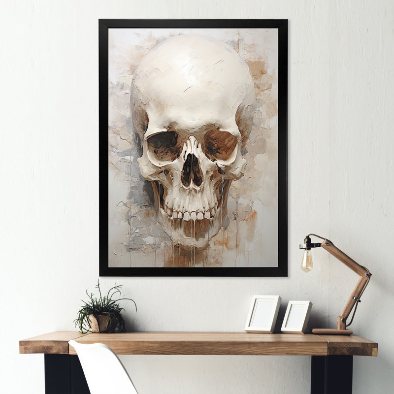 Crânes résonnants VI sur toile, Cadre simple noir, H 20 po x l 12 po x P 1 po