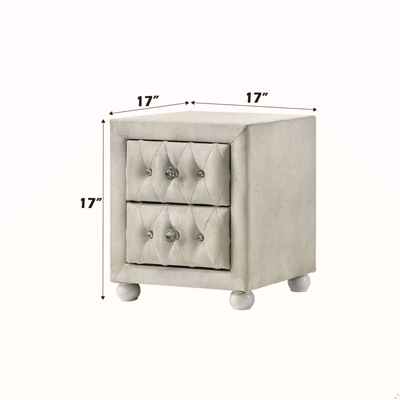 Table de chevet beige en tissu