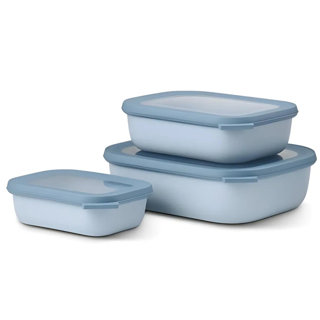 Mepal Cirqula Set of 3 Rectangular Food Containers 500ml 1000ml 2000ml - Nordic