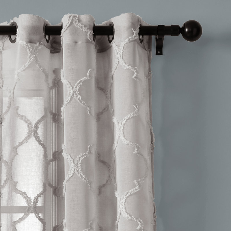 Paire de rideaux transparents Avon Trellis, Gris, L 38 po x H 84 po