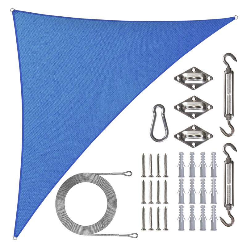 Toile d'ombrage triangulaire Colourtree avec trousse de quincaillerie et cordes_1, Bleu, 16 pi x 16 pi x 22,6 pi