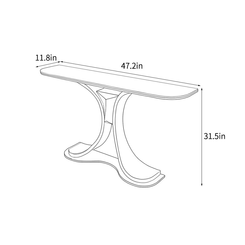 Console légère et luxueuse, Blacks Blanc, Doré, H 31,5 po x l 47,2 po x P 11,8 po
