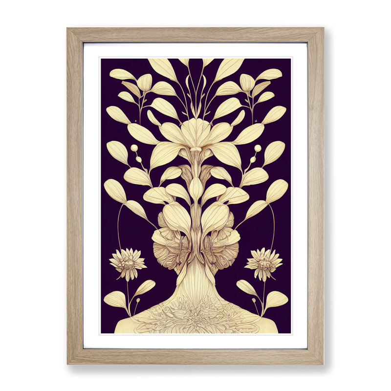 The Animated Flowers - Wall Art, Oak Framed Paper, 64cm H x 46cm W x 2cm D, Oak Framed