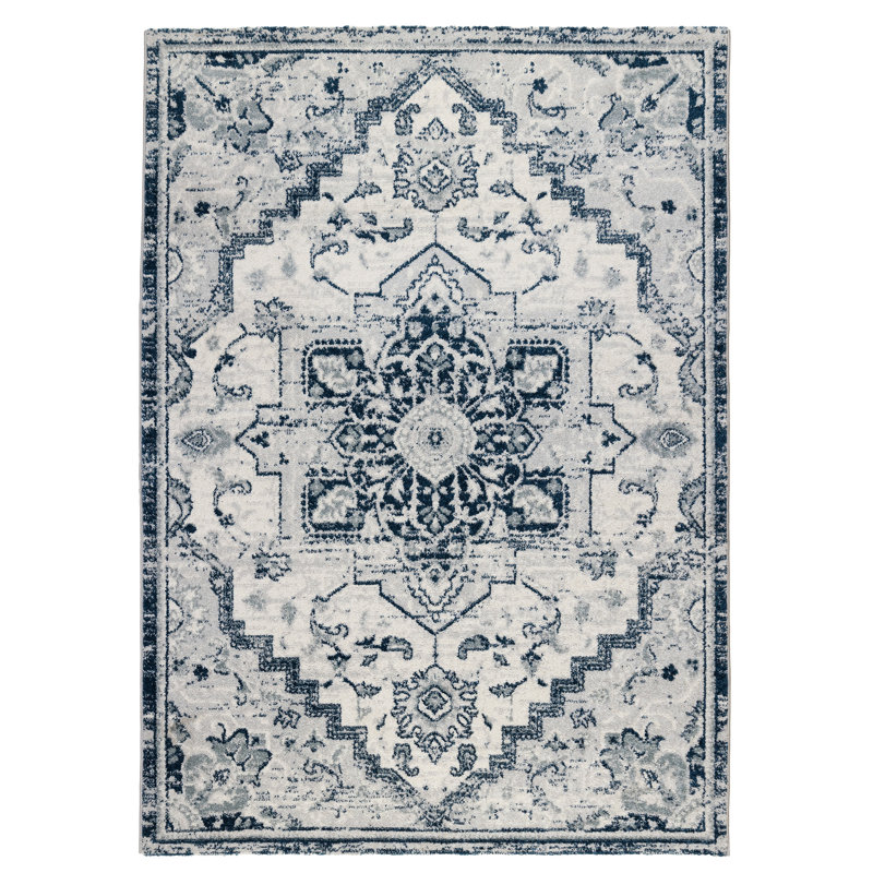 Mosa Traditional Medallion Low Pile Performance Area Rug, Rectangle 2' x 3'