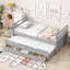 Grey Twin Bed With Strong Construction, Headboard, , Trundle And Storage Drawers In Attractive-129631003