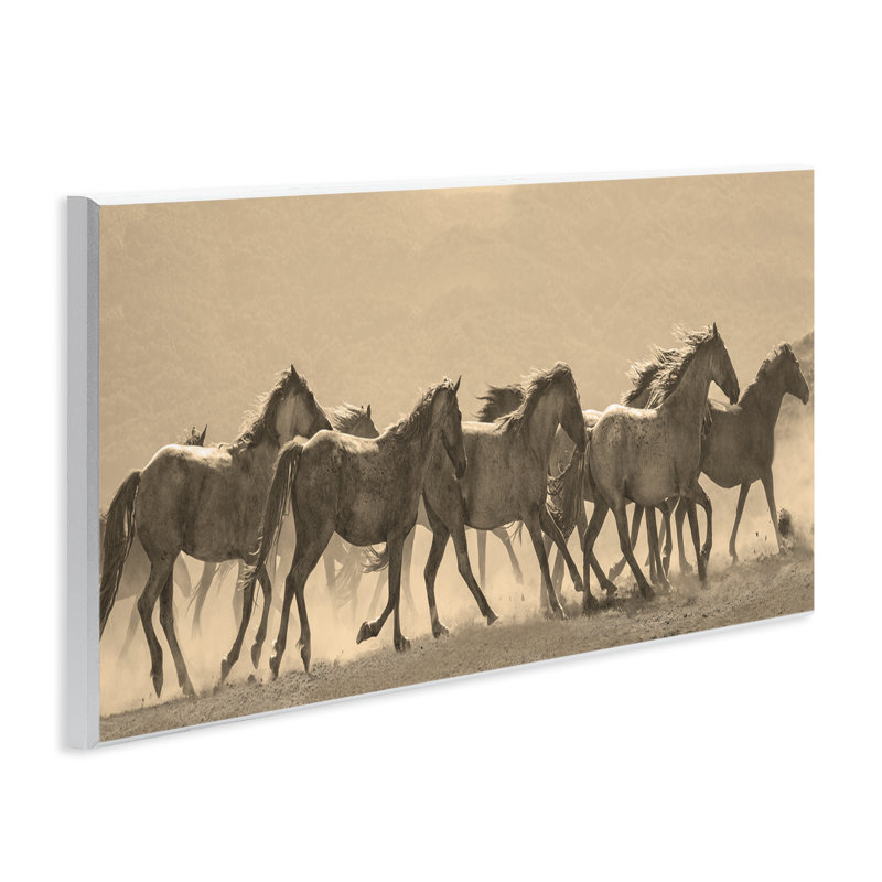  «Western Horses Galop», art mural sur bois par JG Studio