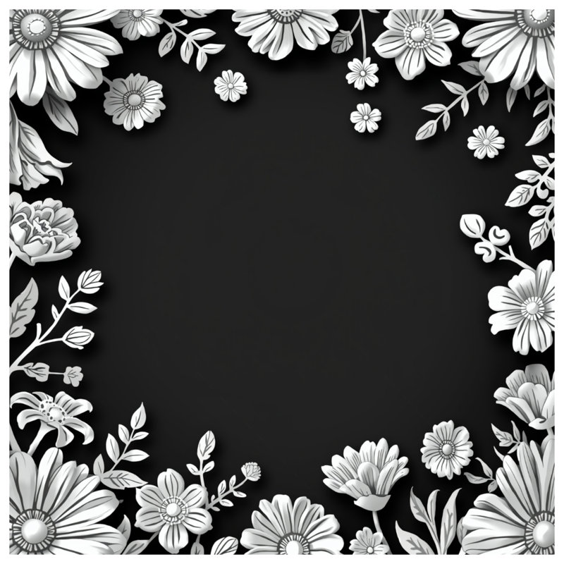 Rideaux de douche noirs à bordure florale très longs, L 70 po x H 72 po