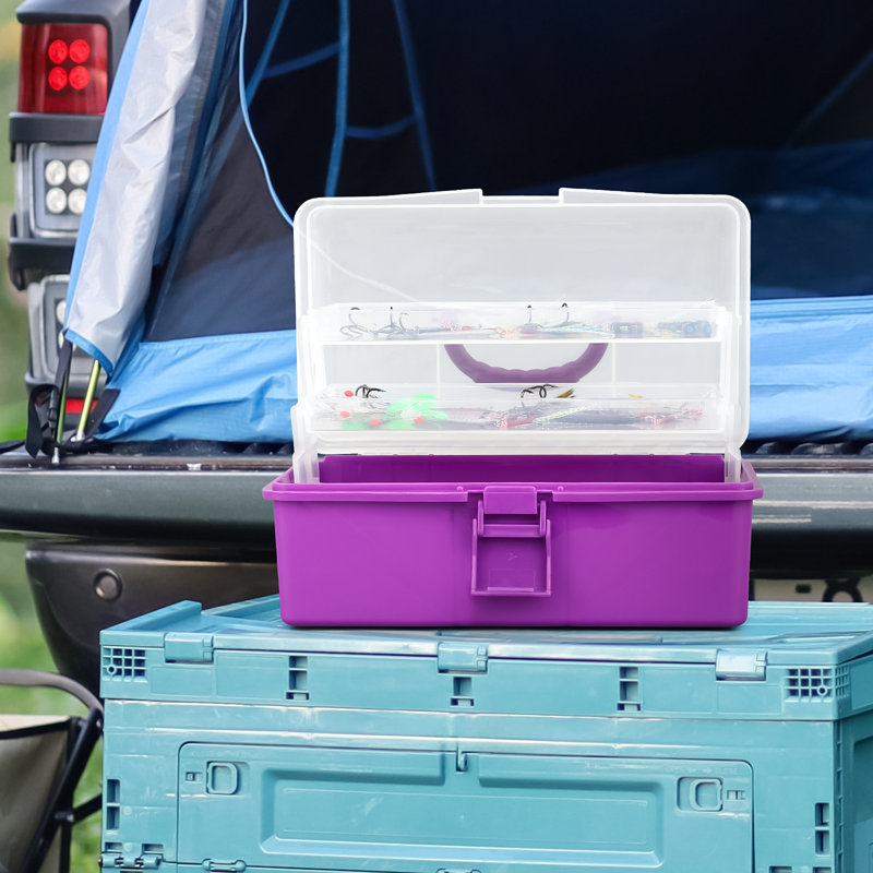3-Layer Plastic Storage Box Craft Organizer Toolbox Utility Box For First Aid, Sewing Kit, Hardware, Pink