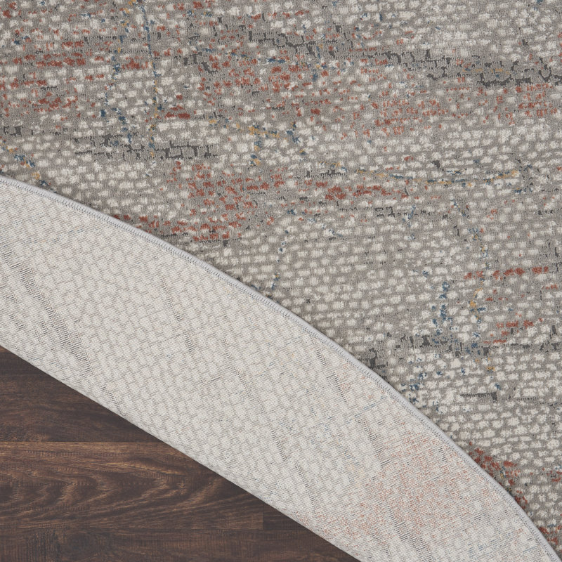 Tapis gris Modern, Rond 7 pi 10 po