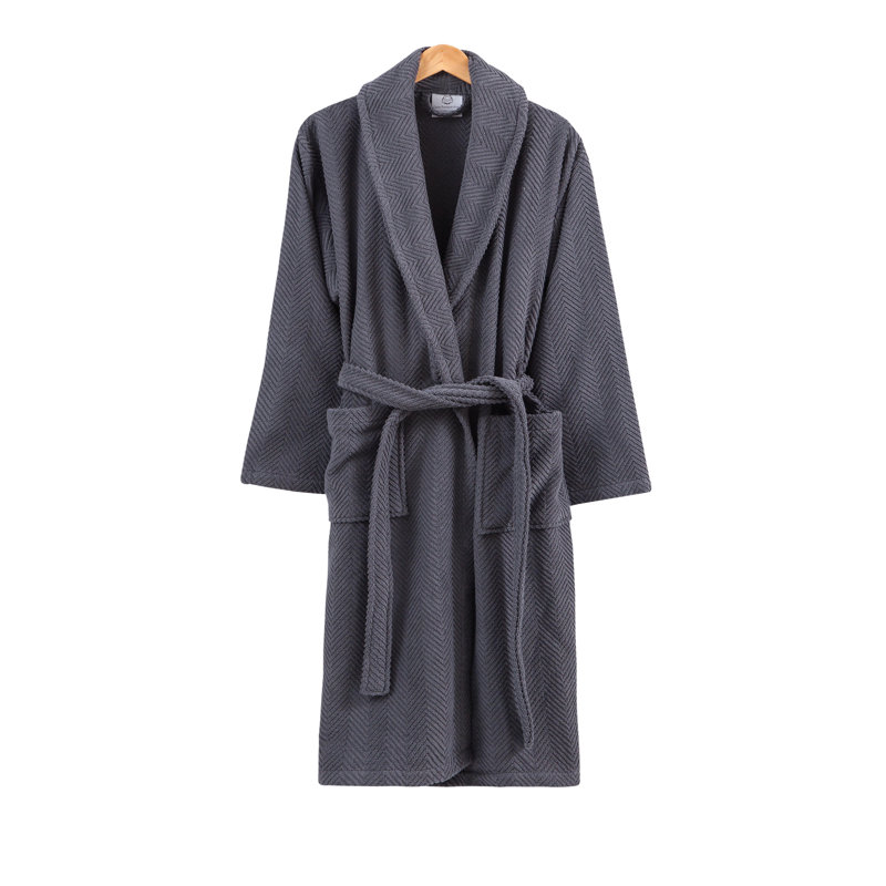 Peignoir 100% coton à chevrons, M, Gris